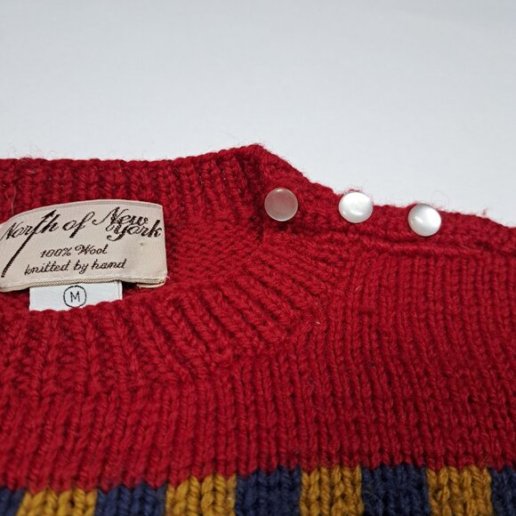 Womens Wool Santa Sweater Christmas North of New York Hand Knitted Uruguay M Vtg - Picture 3 of 7
